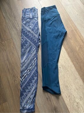 lululemon athletica Blue Patterned & Teal Leggings Pair